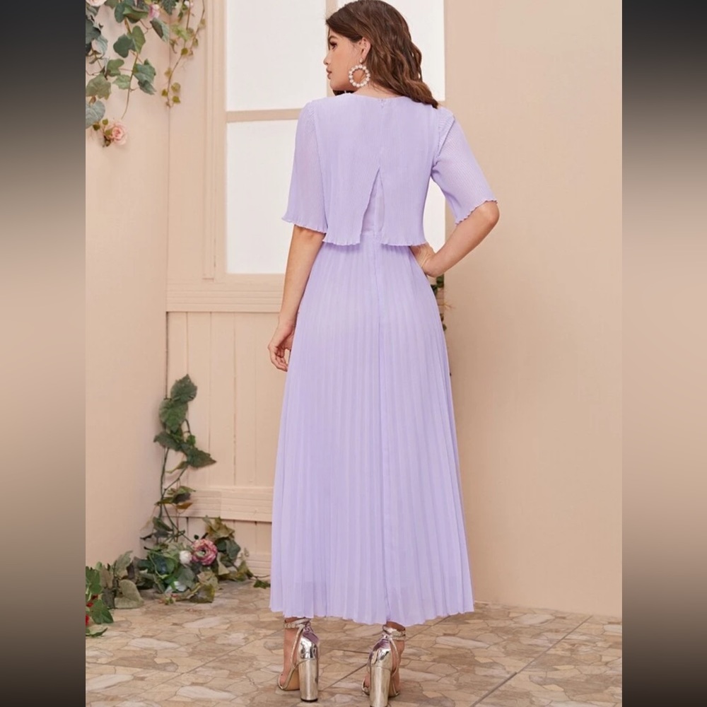 Shein Split Back Pleated Solid Dress - image 2